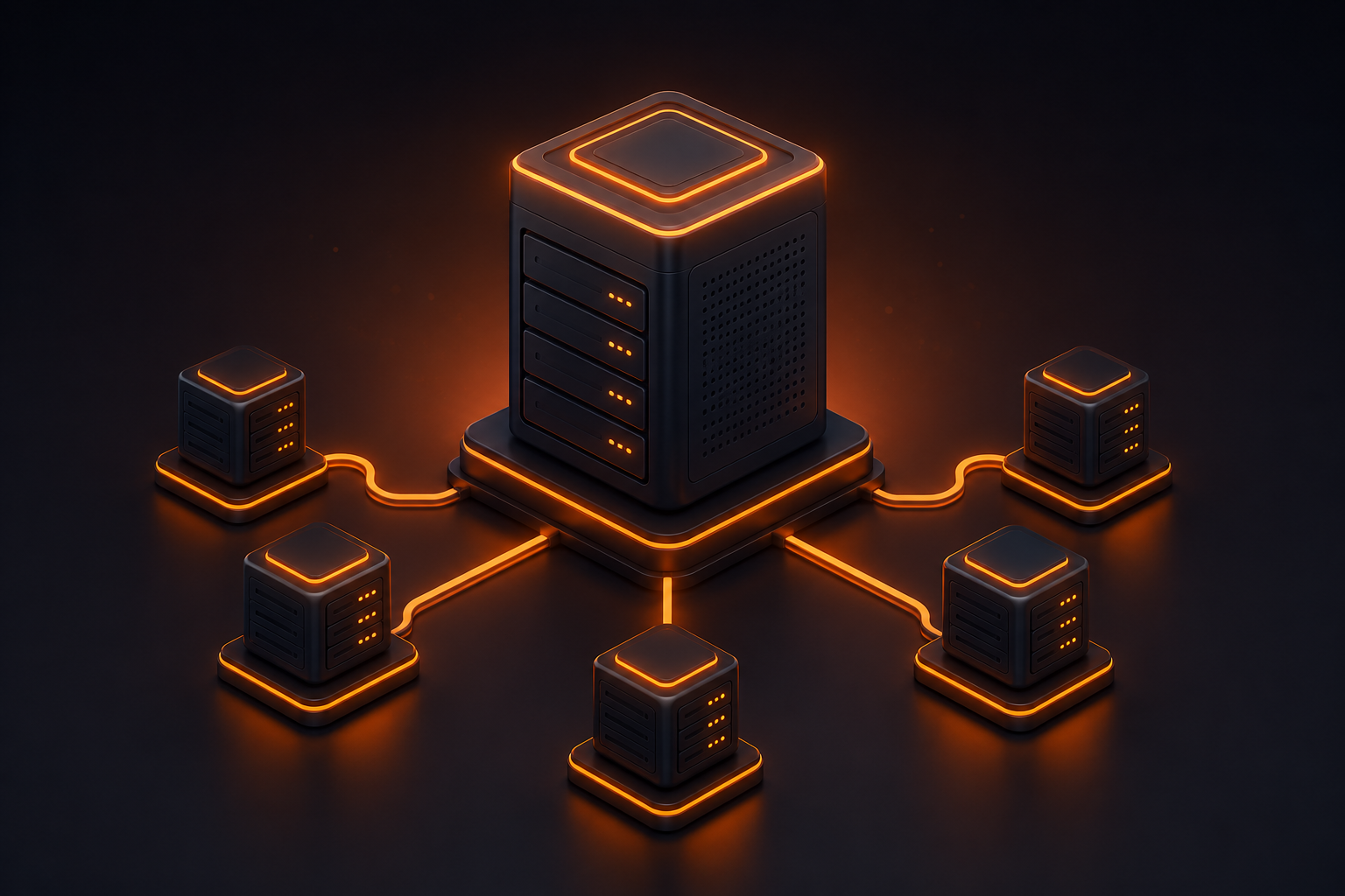 Reseller hosting server network illustration
